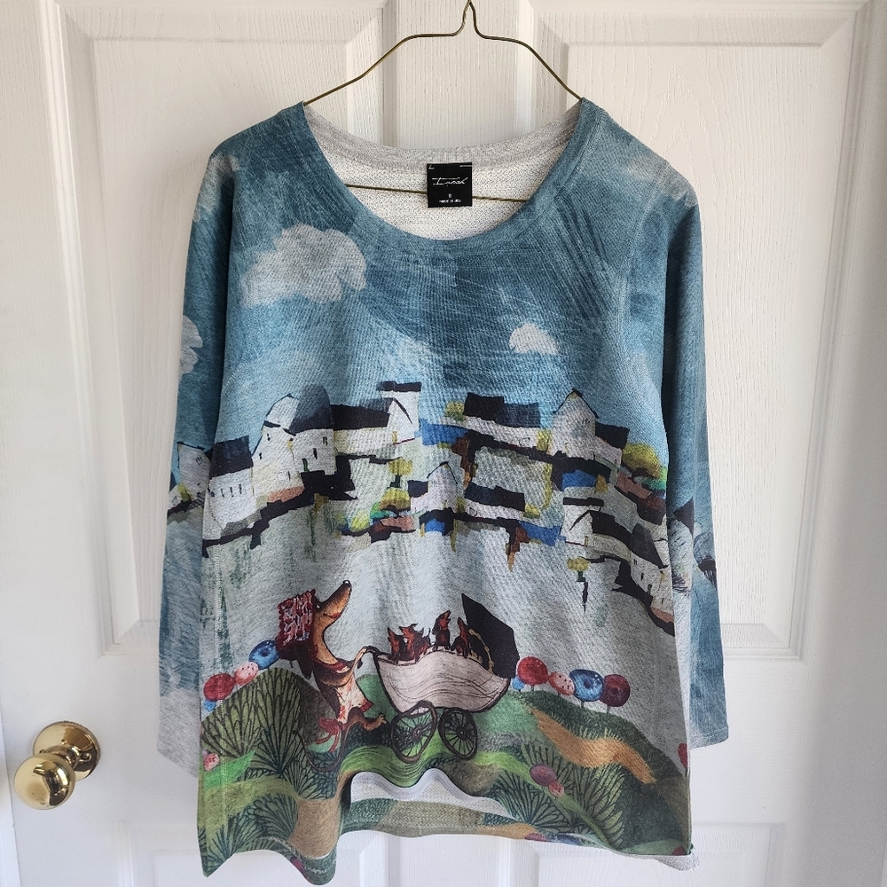 Scenic Print Women's Crew Neck Sweater